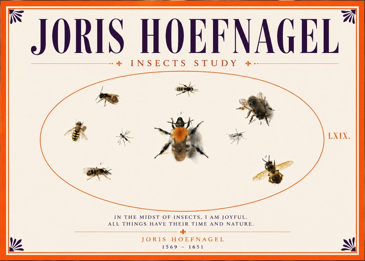 Joris Hoefnagel Insects Study II No5 - Juliste