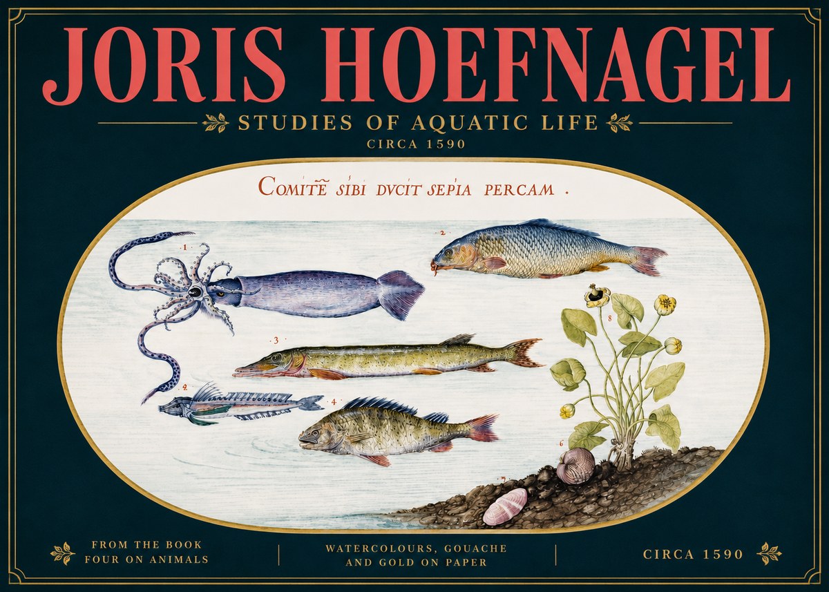 Joris Hoefnagel Comitẽ Sibi Ducit Sepia Percam. No5 - Juliste