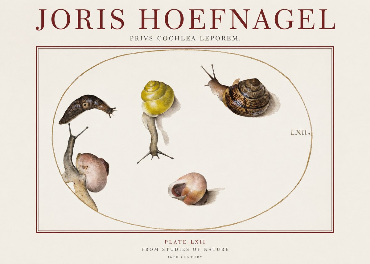 Joris Hoefnagel Privs Cochlea Leporem. No1 - Juliste