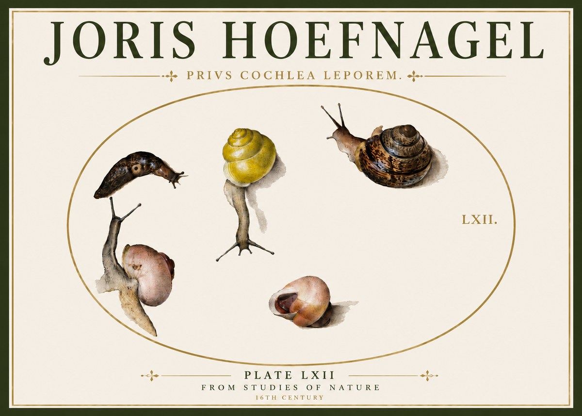 Joris Hoefnagel Privs Cochlea Leporem. No6 - Juliste