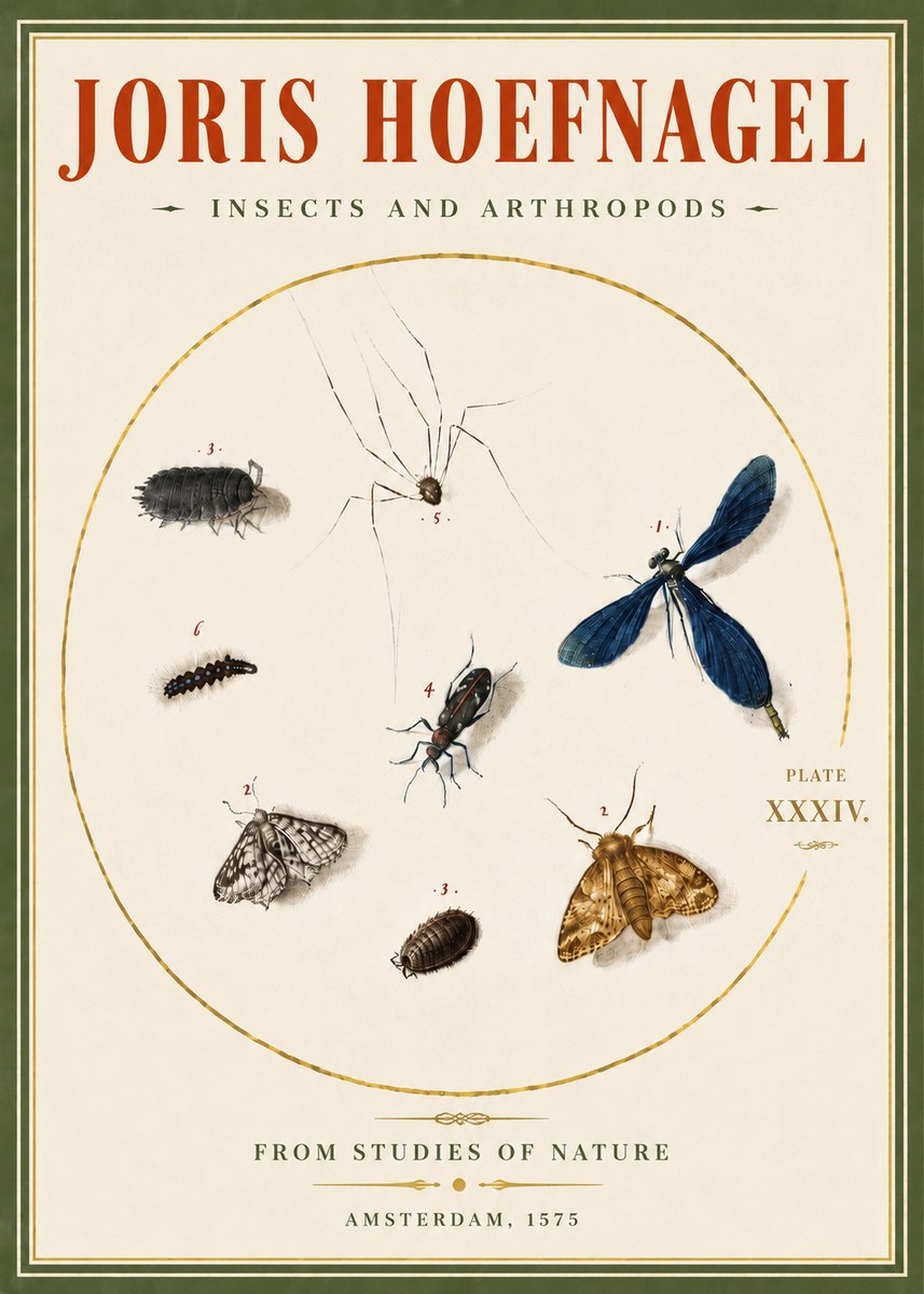 Joris Hoefnagel Insects and Arthropods No5 - Juliste
