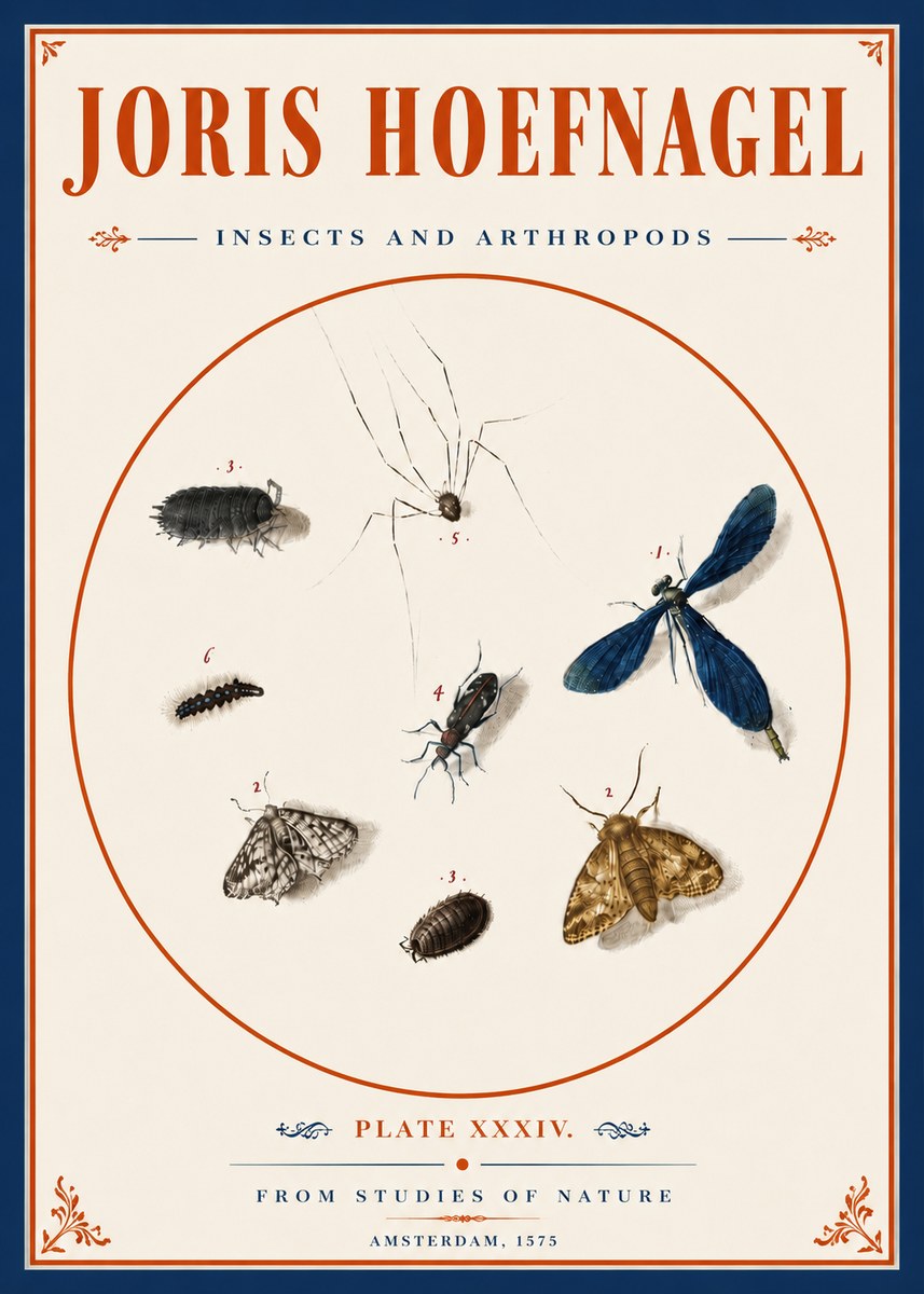 Joris Hoefnagel Insects and Arthropods No6 - Juliste