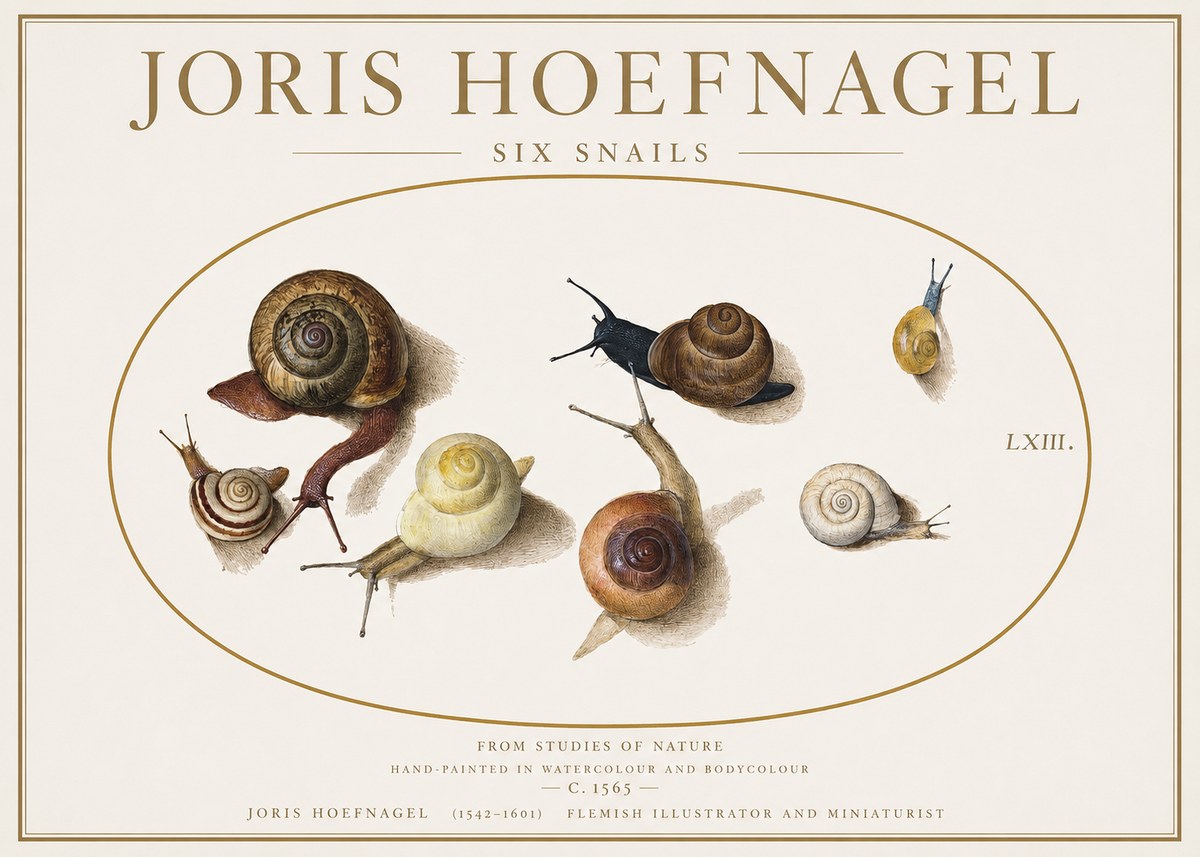 Joris Hoefnagel Six Snails No1 - Juliste