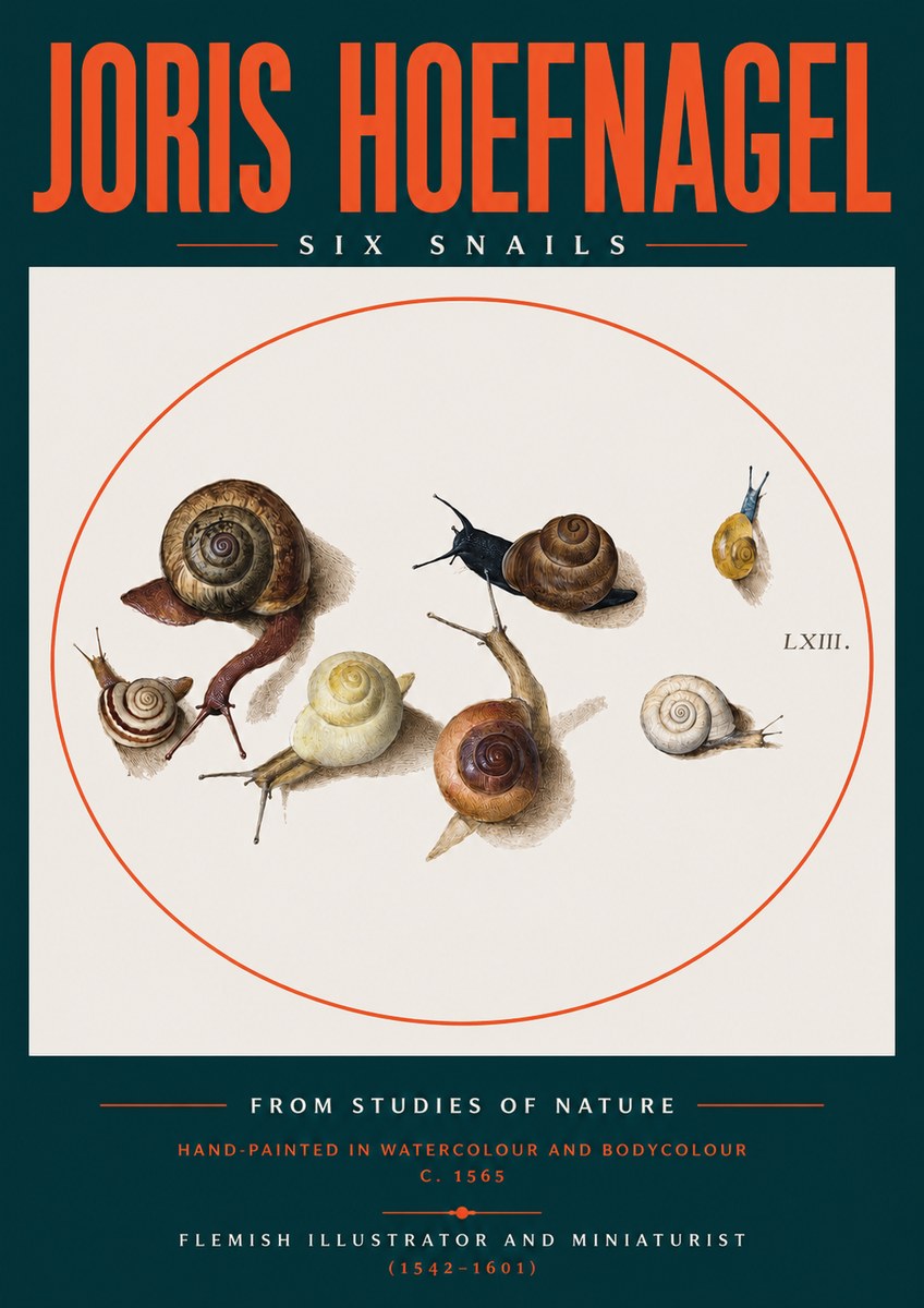 Joris Hoefnagel Six Snails No2 - Juliste