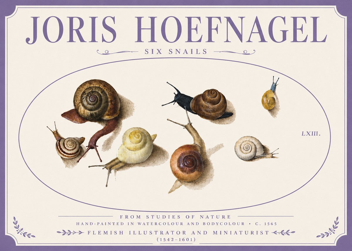 Joris Hoefnagel Six Snails No3 - Juliste