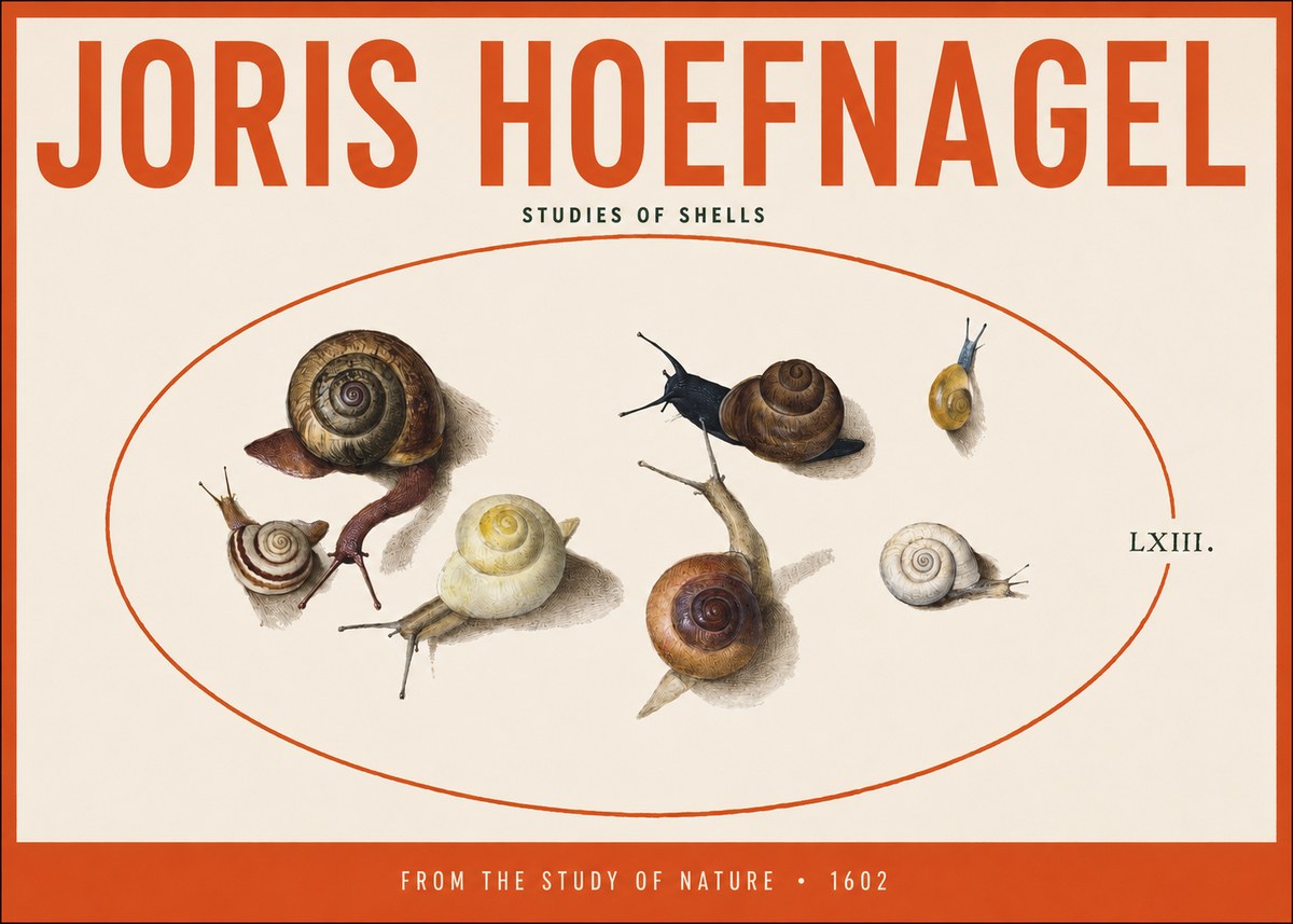 Joris Hoefnagel Six Snails No5 - Juliste