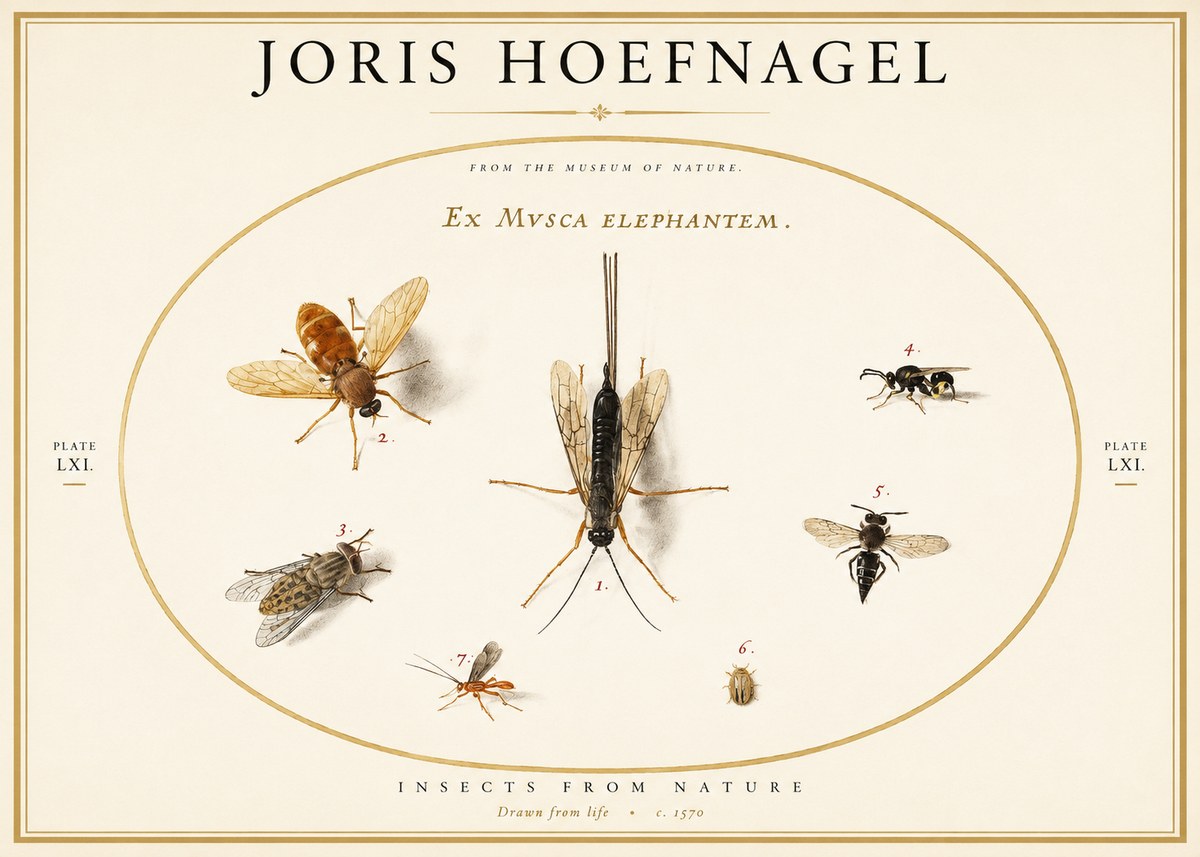 Joris Hoefnagel Ex Mvsca Elephantem. No1 - Juliste