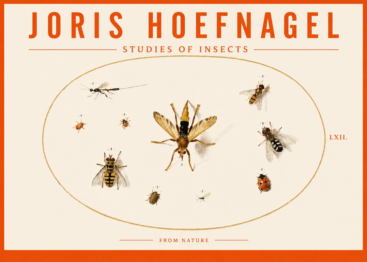 Joris Hoefnagel Studies of Insects IV No3 - Juliste