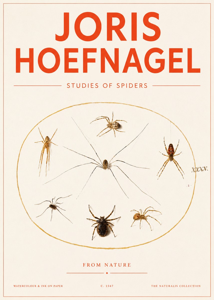 Joris Hoefnagel Studies of Spiders from Nature No3 - Juliste