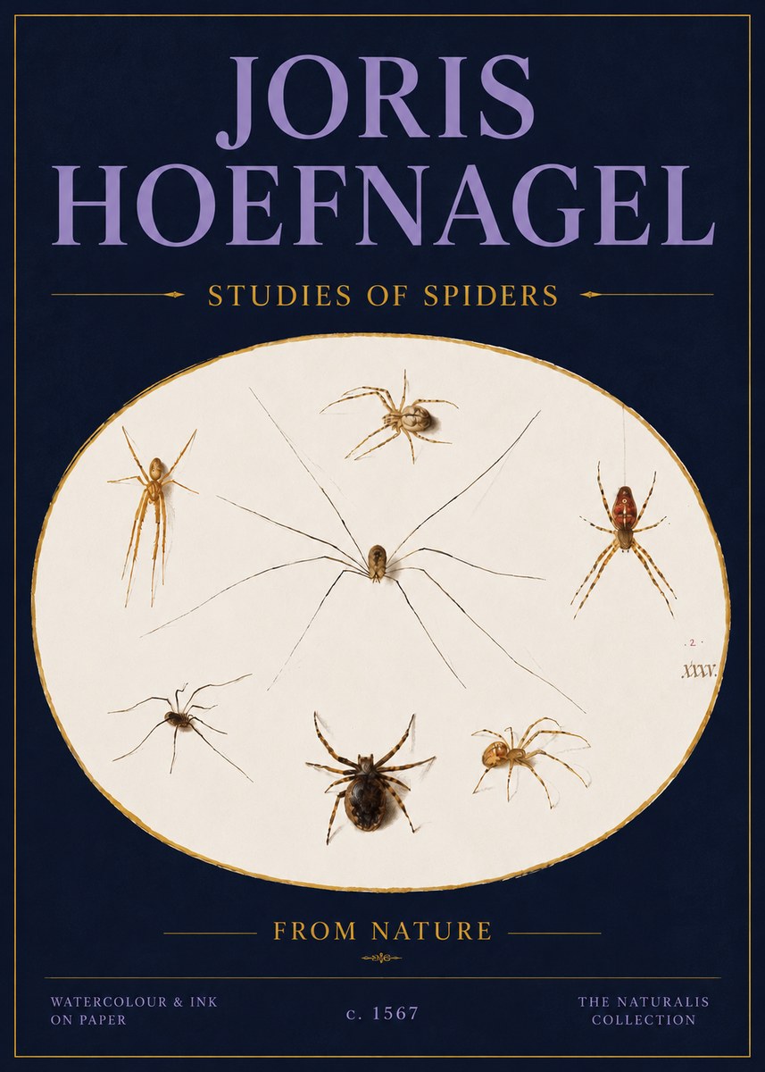 Joris Hoefnagel Studies of Spiders from Nature No4 - Juliste