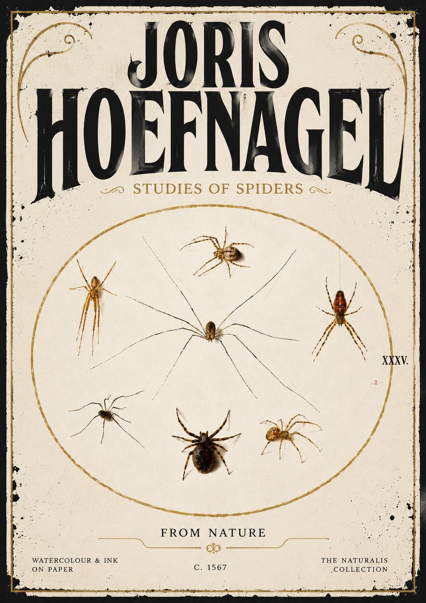 Joris Hoefnagel Studies of Spiders from Nature No5 - Juliste