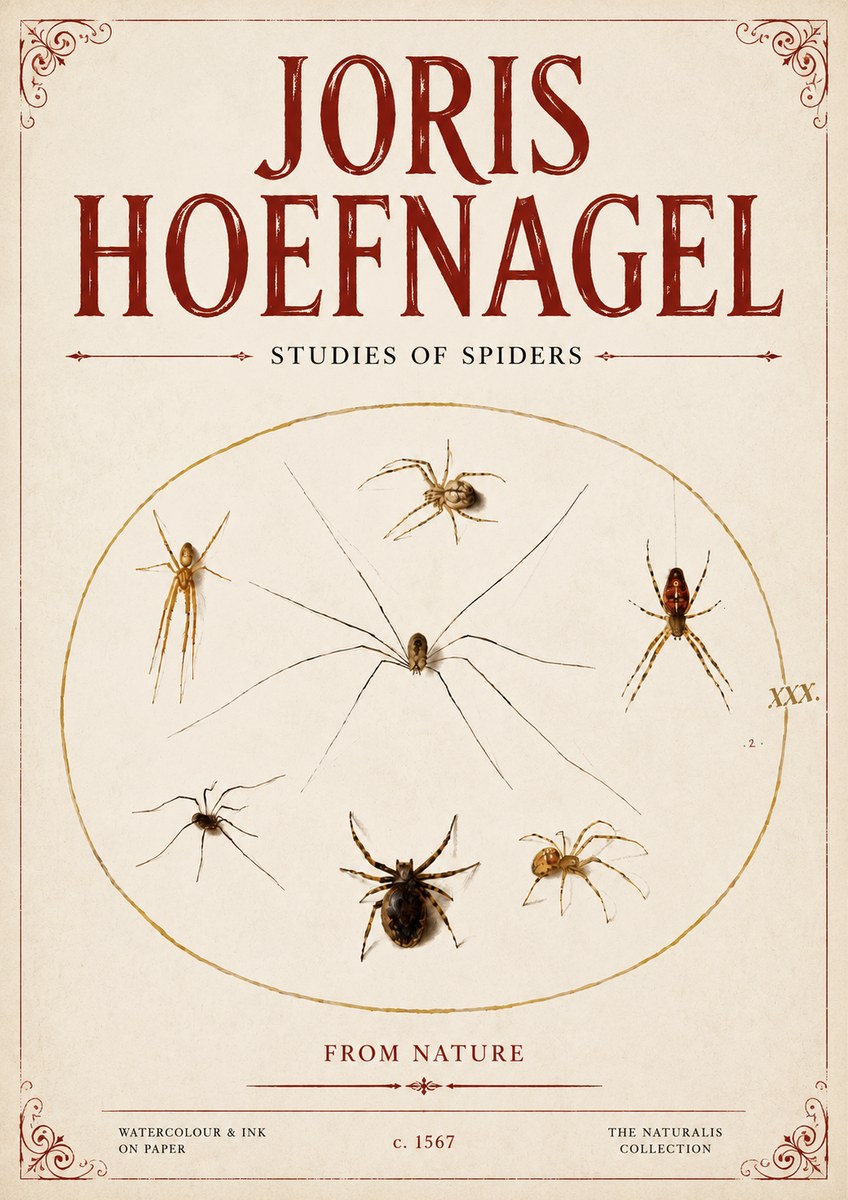 Joris Hoefnagel Studies of Spiders from Nature No6 - Juliste