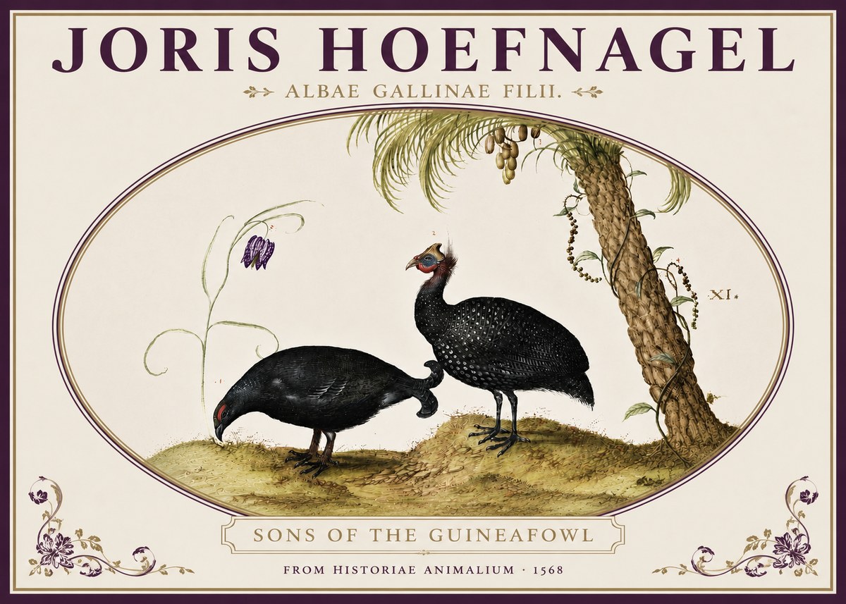 Joris Hoefnagel Albae Gallinae Filii. No4 - Juliste