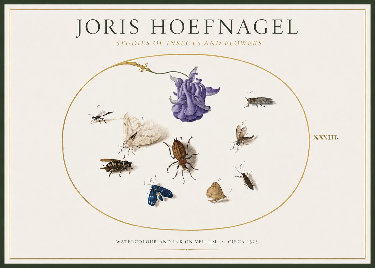 Joris Hoefnagel Studies of Insects and Flowers No1 - Juliste