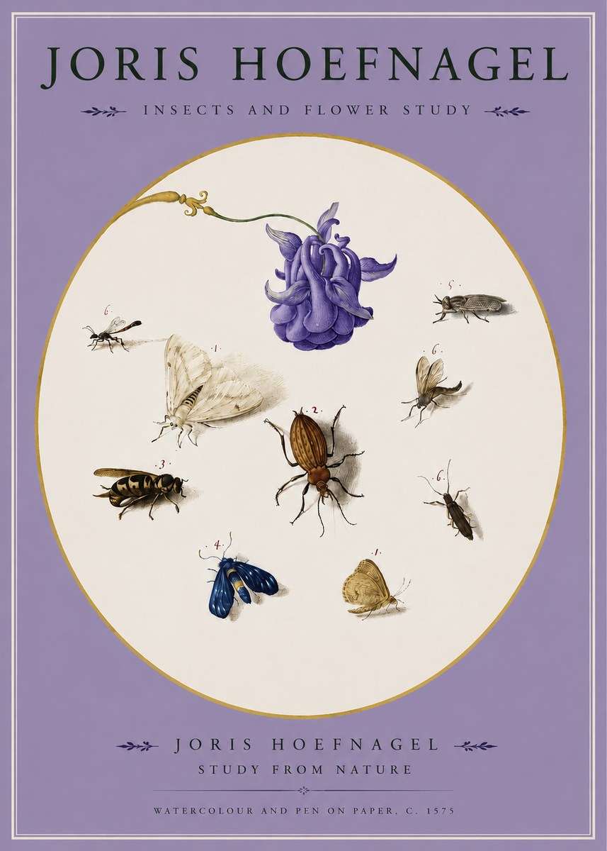 Joris Hoefnagel Studies of Insects and Flowers No3 - Juliste
