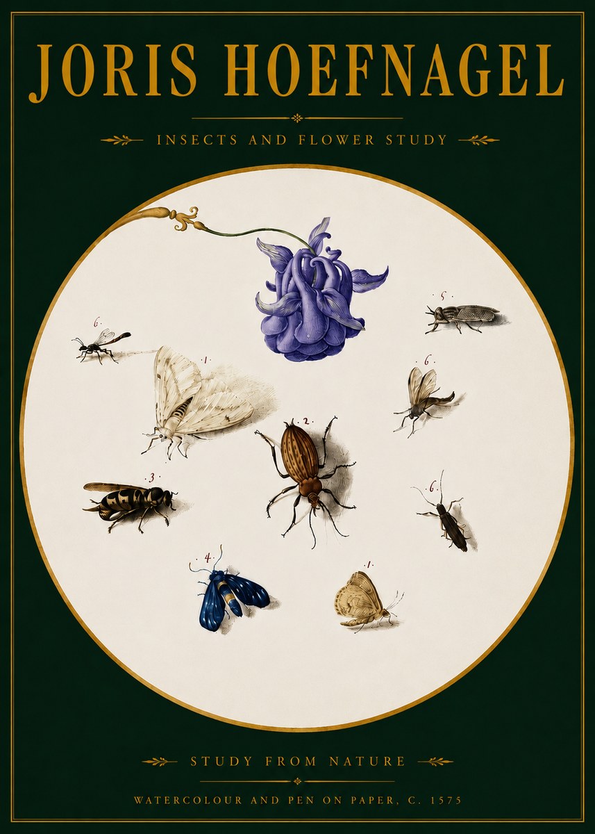 Joris Hoefnagel Studies of Insects and Flowers No4 - Juliste