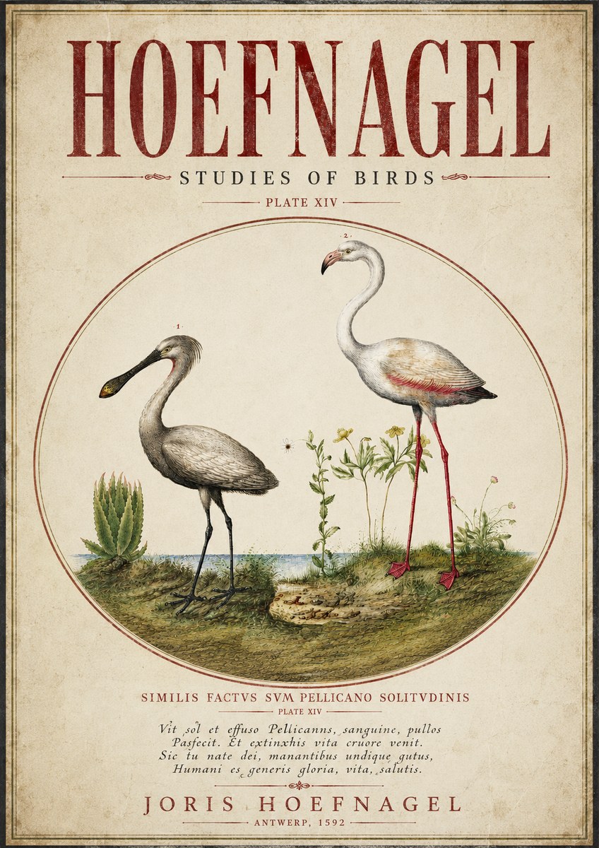 Joris Hoefnagel The Solitary Sanctuary of the Spoonbill and the Flamingo No5 - Juliste