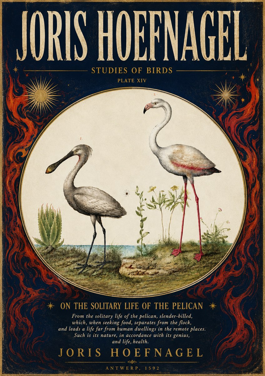 Joris Hoefnagel The Solitary Sanctuary of the Spoonbill and the Flamingo No6 - Juliste