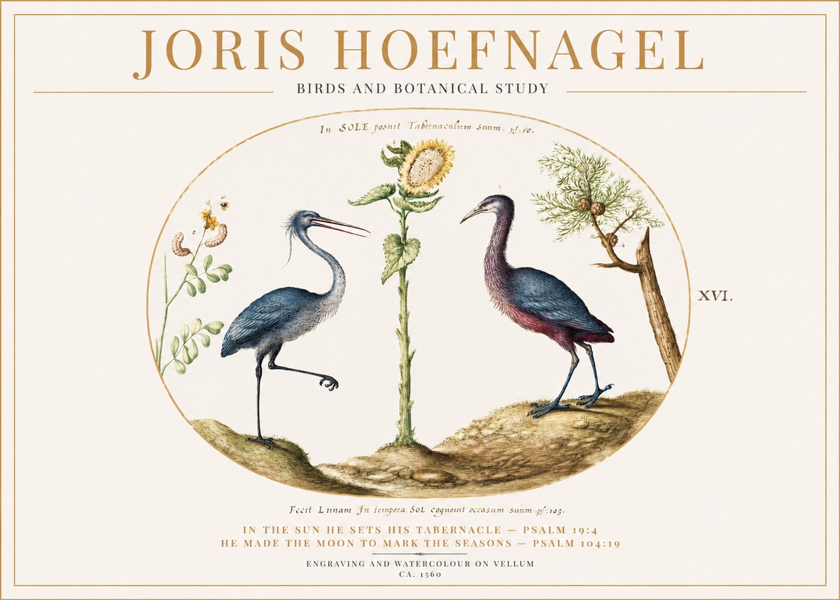 Joris Hoefnagel Birds and Plants Under the Sun No2 - Juliste