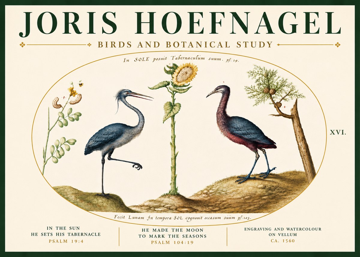 Joris Hoefnagel Birds and Plants Under the Sun No6 - Juliste