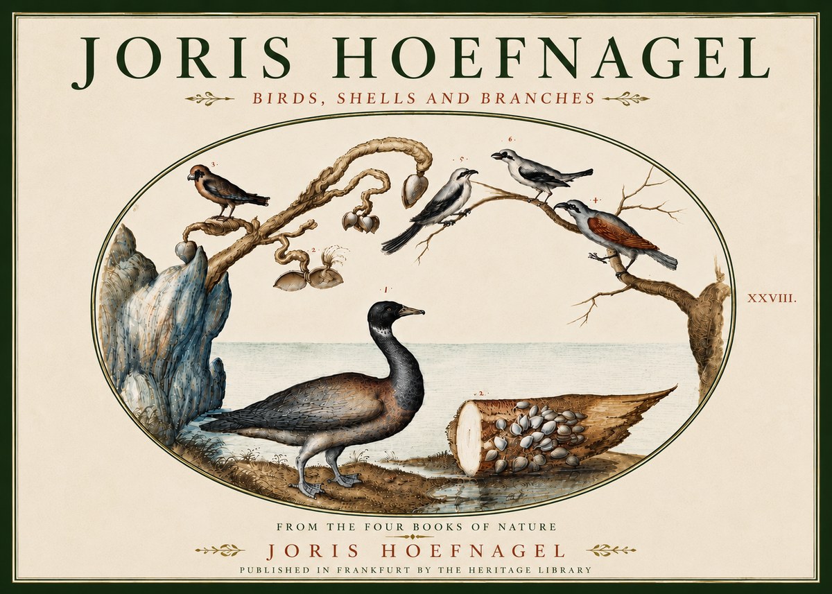 Joris Hoefnagel Birds, Shells and Branches No6 - Juliste