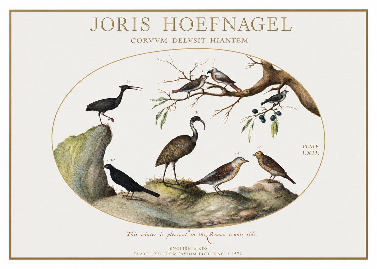 Joris Hoefnagel English Birds Plate Lxii No1 - Juliste