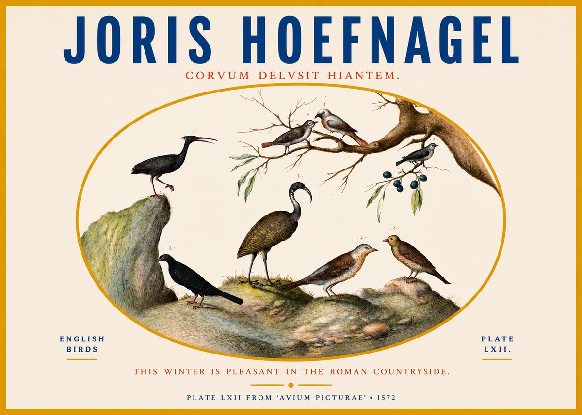 Joris Hoefnagel English Birds Plate Lxii No3 - Juliste