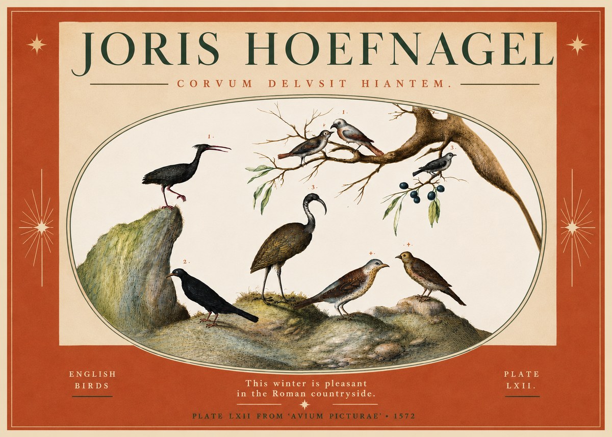 Joris Hoefnagel English Birds Plate Lxii No4 - Juliste