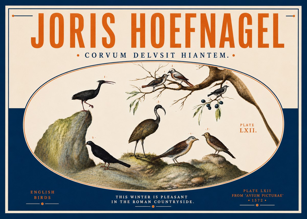 Joris Hoefnagel English Birds Plate Lxii No5 - Juliste