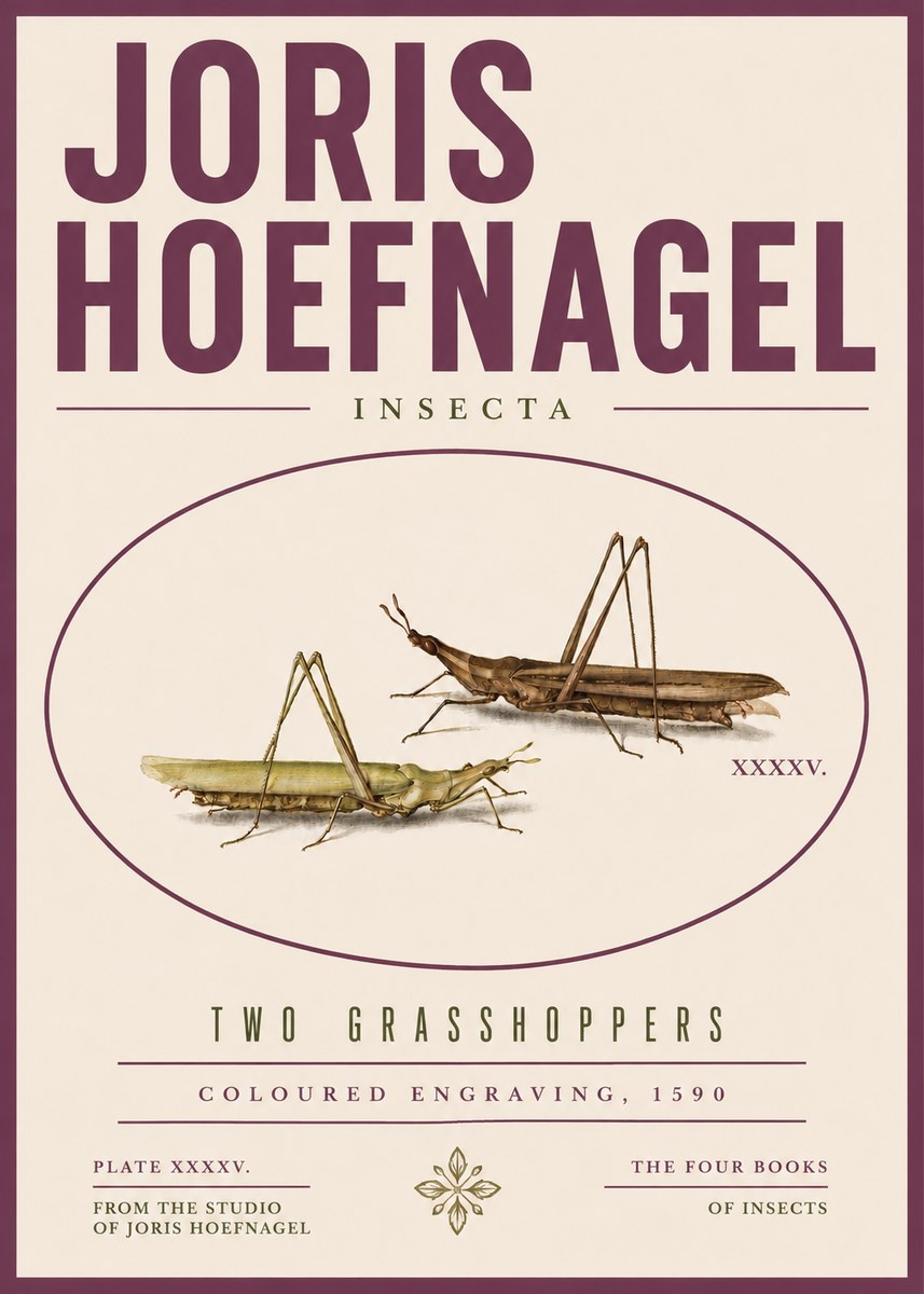 Joris Hoefnagel Two Grasshoppers No5 - Juliste