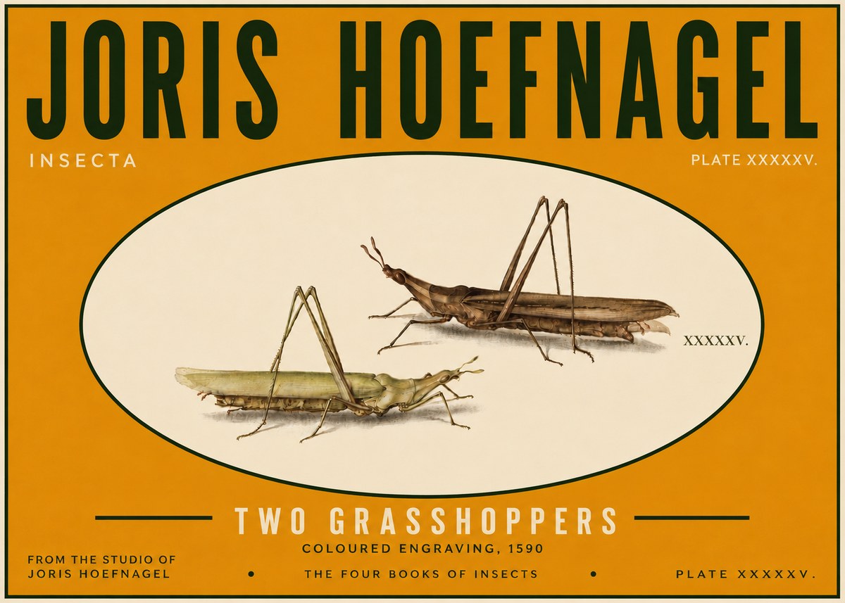 Joris Hoefnagel Two Grasshoppers No6 - Juliste