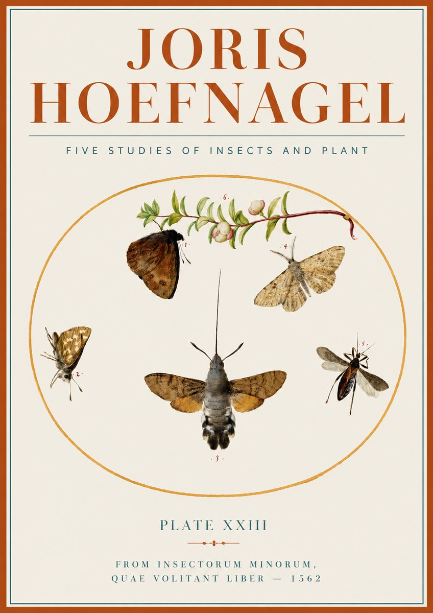 Joris Hoefnagel Five Studies of Insects and Plant No4 - Juliste