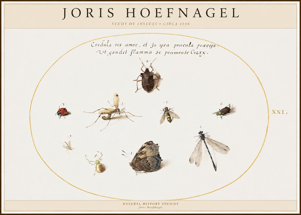Joris Hoefnagel Study of Insects • Circa 1590 No1 - Juliste