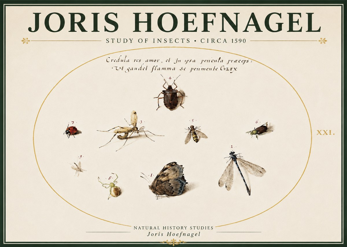 Joris Hoefnagel Study of Insects • Circa 1590 No5 - Juliste