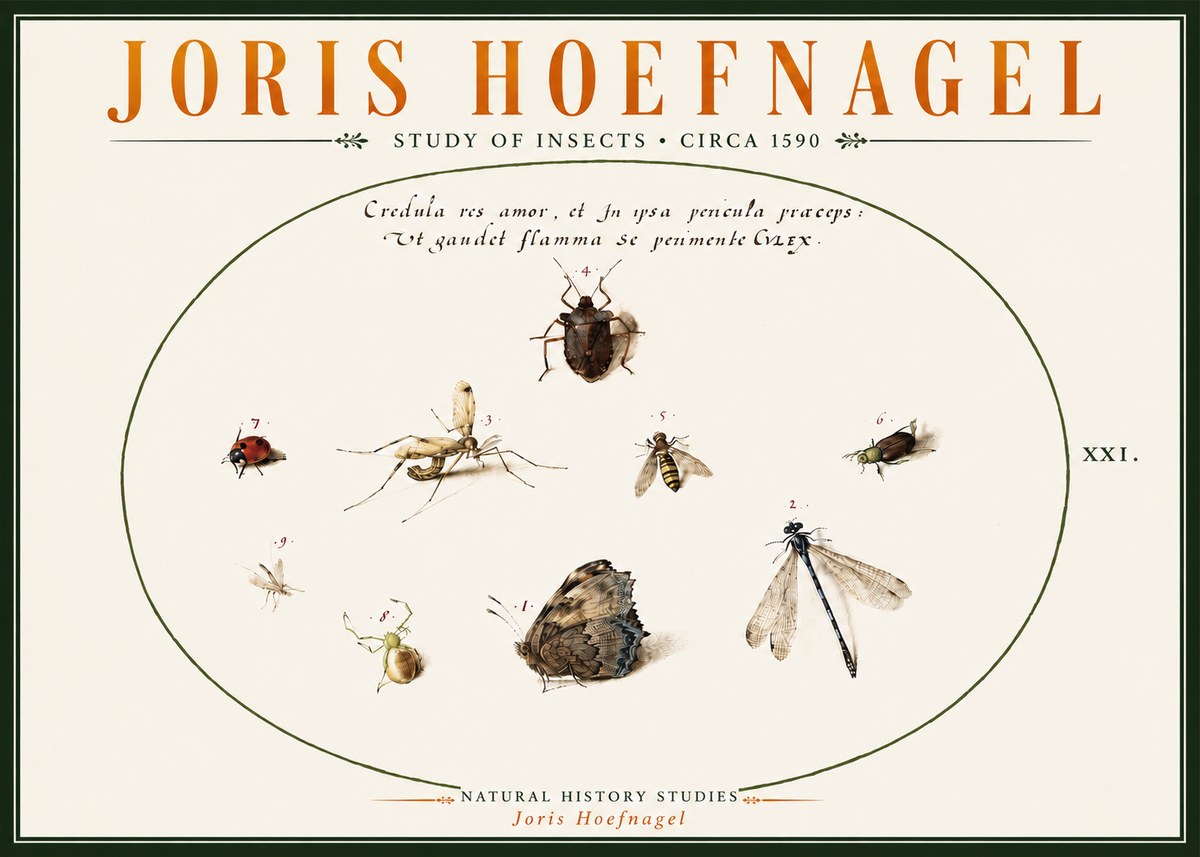 Joris Hoefnagel Study of Insects • Circa 1590 No6 - Juliste