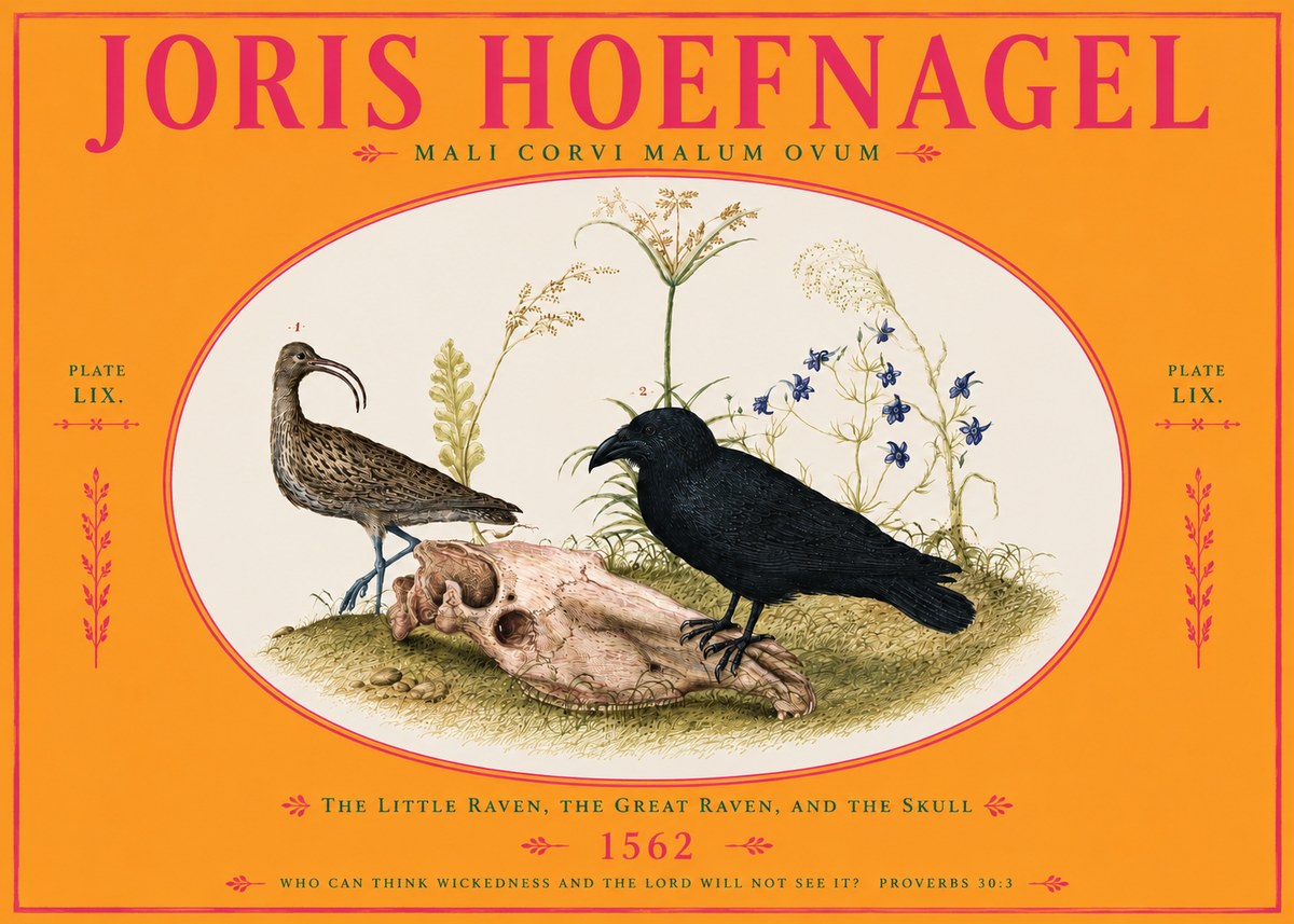 Joris Hoefnagel The Little Raven, the Great Raven, and the Skull No4 - Juliste