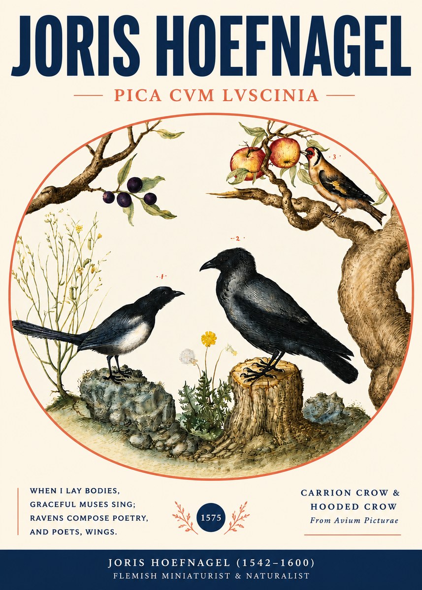 Joris Hoefnagel Carrion Crow & Hooded Crow No3 - Juliste