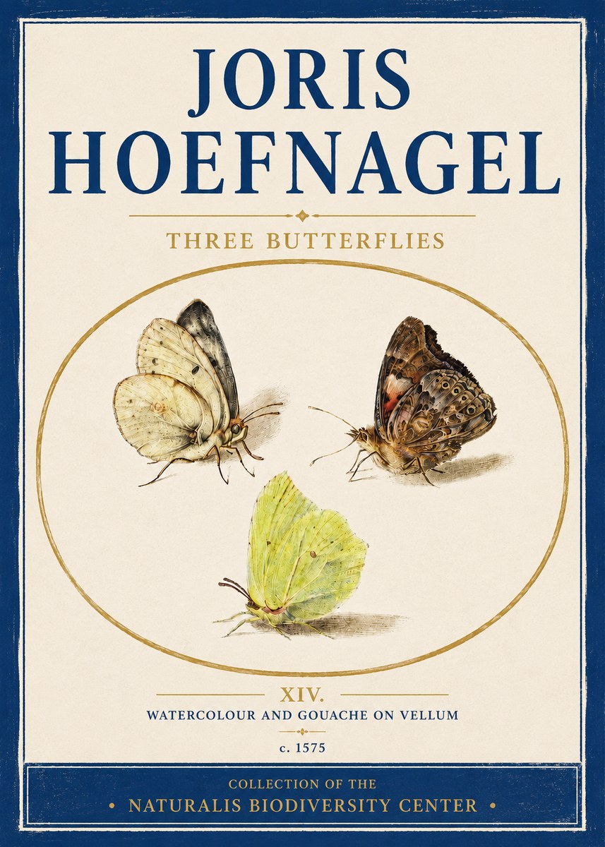 Joris Hoefnagel Three Butterflies II No4 - Juliste