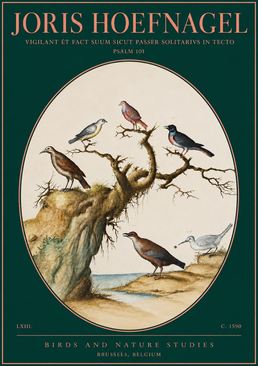 Joris Hoefnagel Vigilant Et Fact Suum Sicut Passer Solitarius in Tecto No4 - Juliste