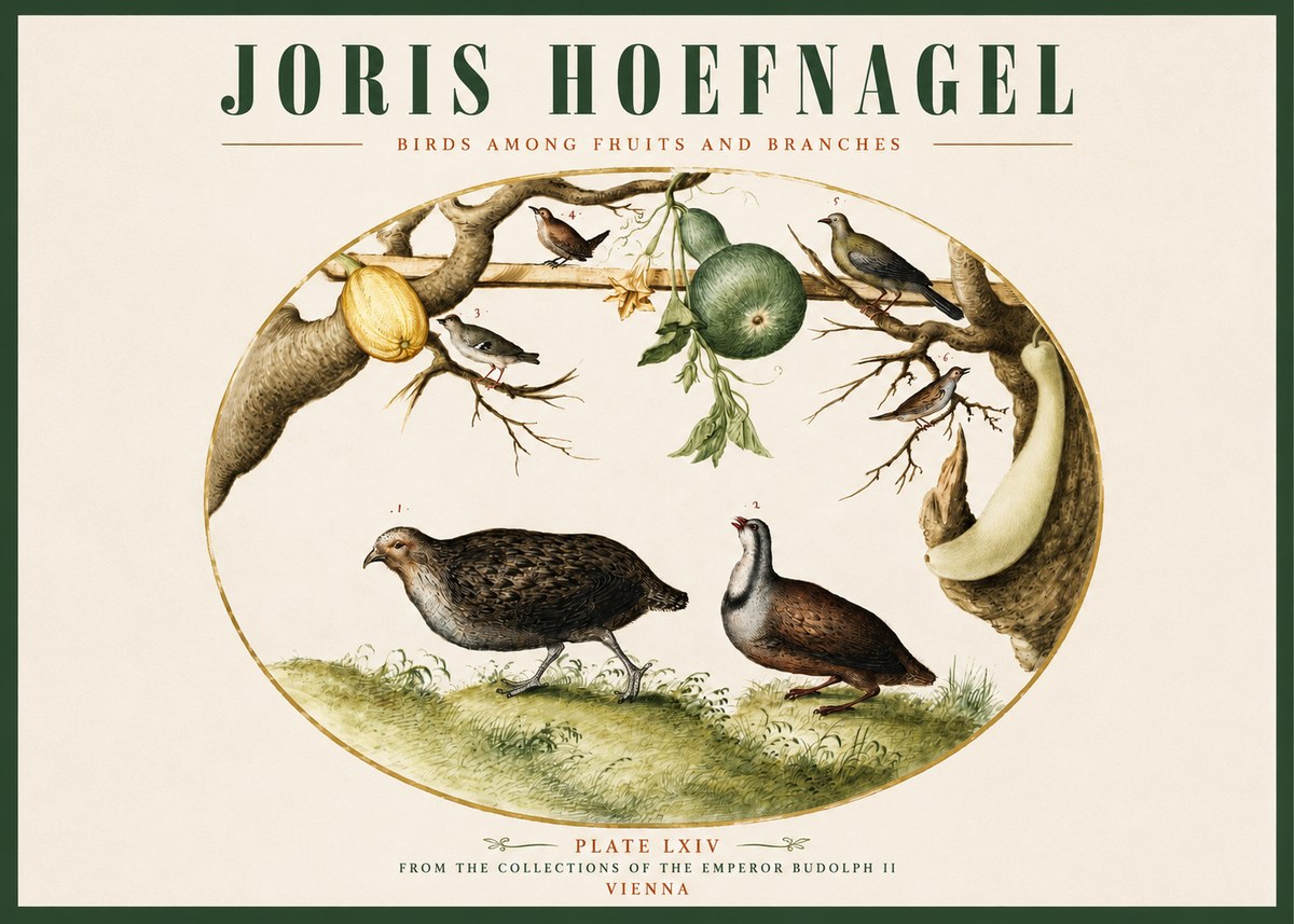 Joris Hoefnagel Birds Among Fruits and Branches No2 - Juliste
