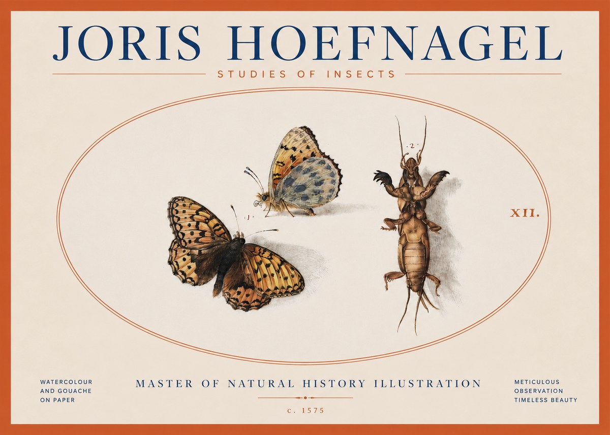Joris Hoefnagel Studies of Insects Xii No3 - Juliste