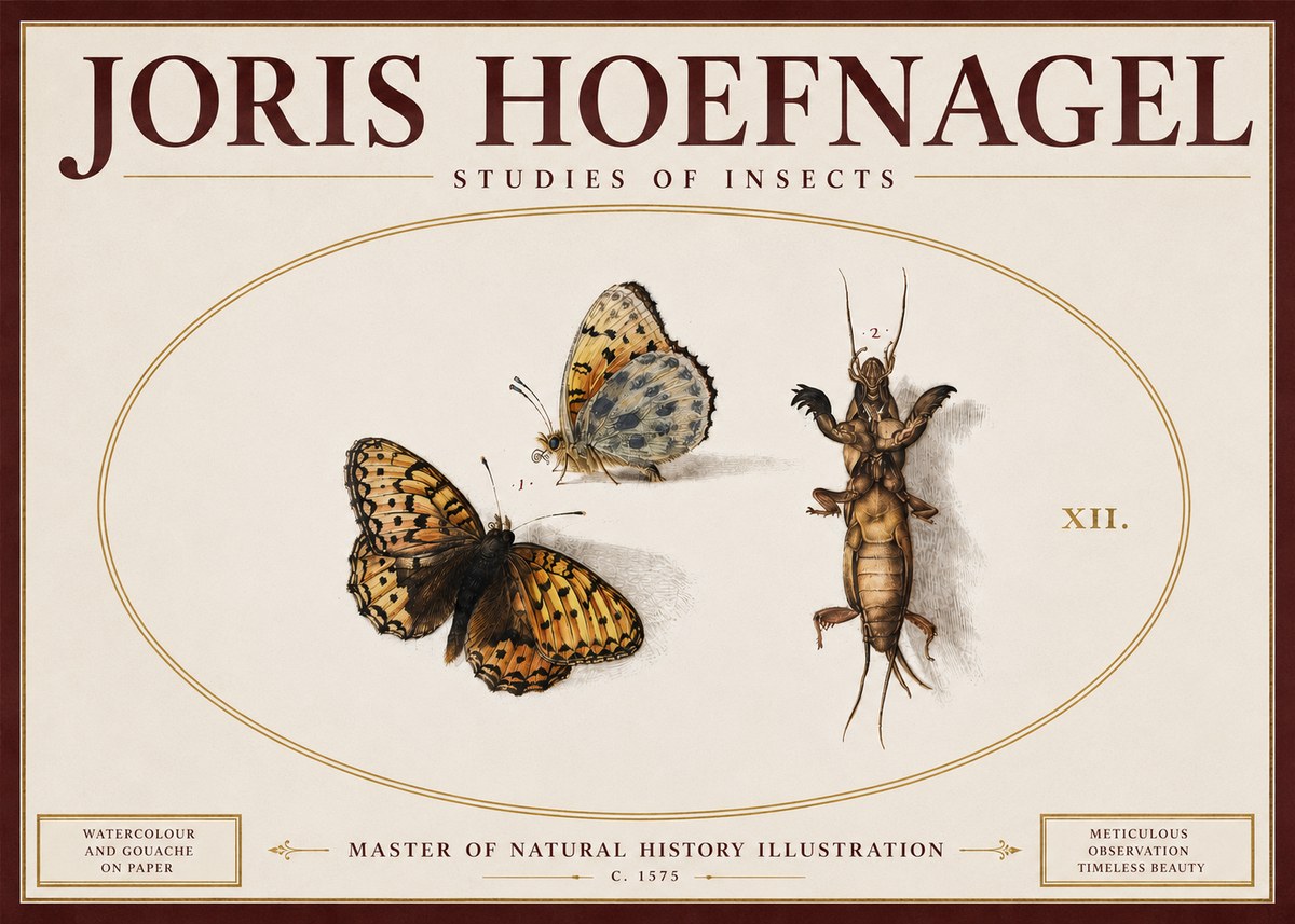 Joris Hoefnagel Studies of Insects Xii No5 - Juliste