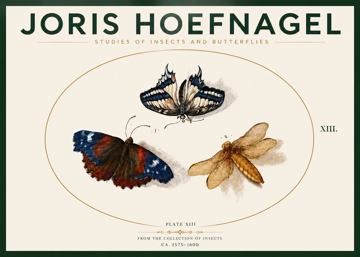 Joris Hoefnagel Studies of Insects - Plate Xiii No4 - Juliste