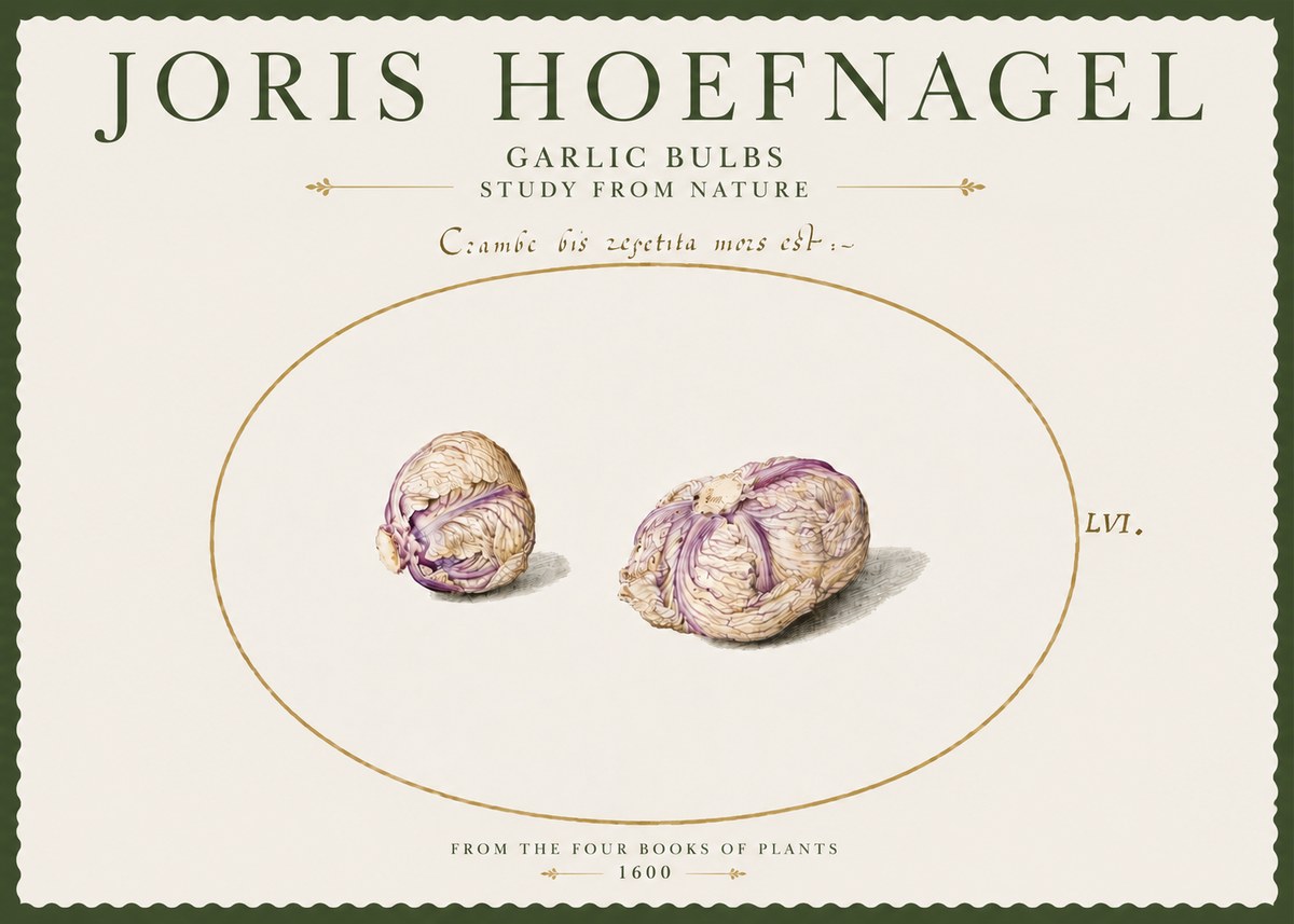 Joris Hoefnagel Garlic Bulbs Study from Nature No4 - Juliste