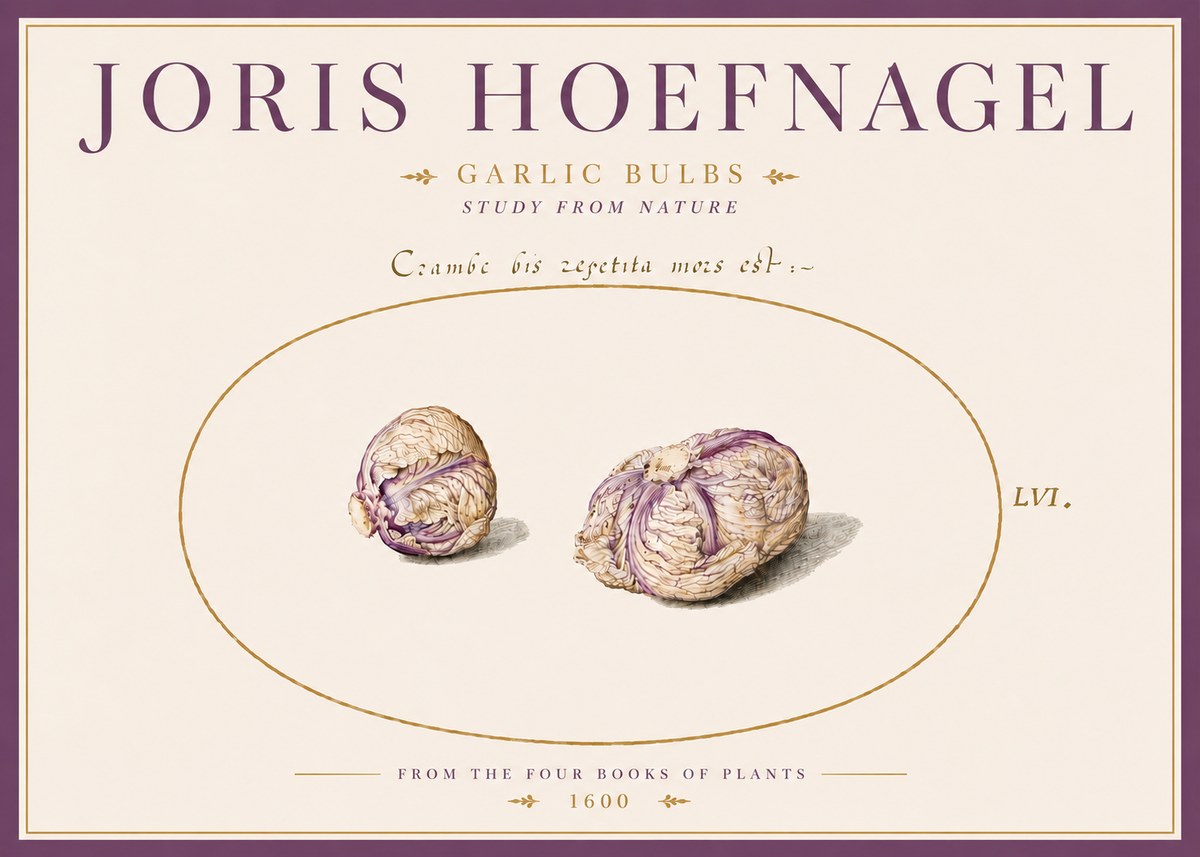 Joris Hoefnagel Garlic Bulbs Study from Nature No5 - Juliste