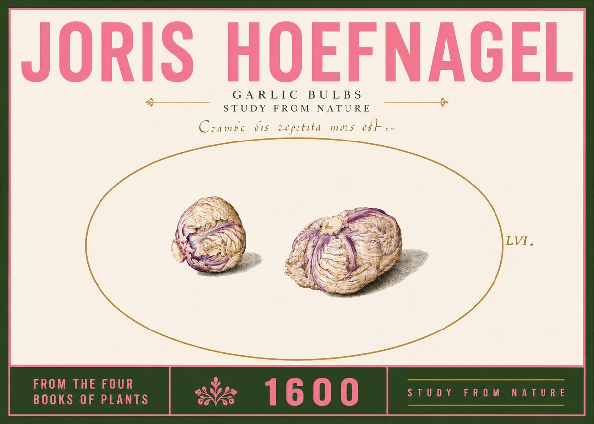 Joris Hoefnagel Garlic Bulbs Study from Nature No6 - Juliste