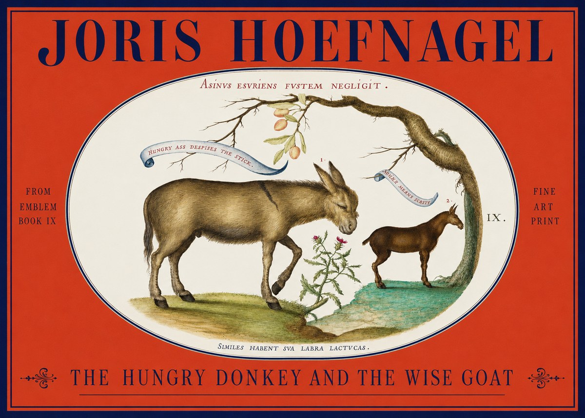 Joris Hoefnagel The Hungry Donkey and the Wise Goat No2 - Juliste