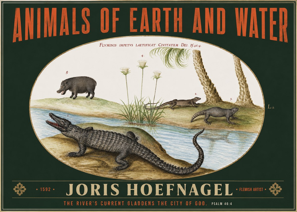 Joris Hoefnagel Animals of Earth and Water No2 - Juliste
