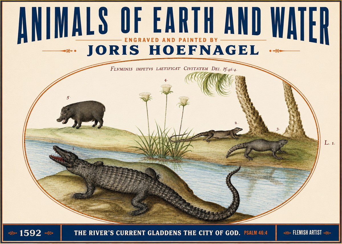 Joris Hoefnagel Animals of Earth and Water No3 - Juliste