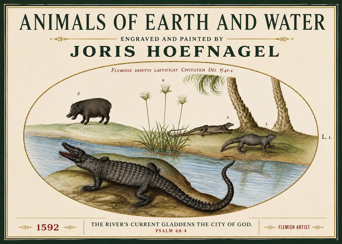 Joris Hoefnagel Animals of Earth and Water No5 - Juliste